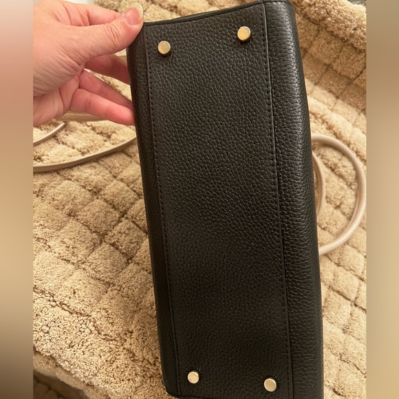 kate spade Black and Cream Bow-Accent Satchel with Gold Hardware - Picture 6 of 9